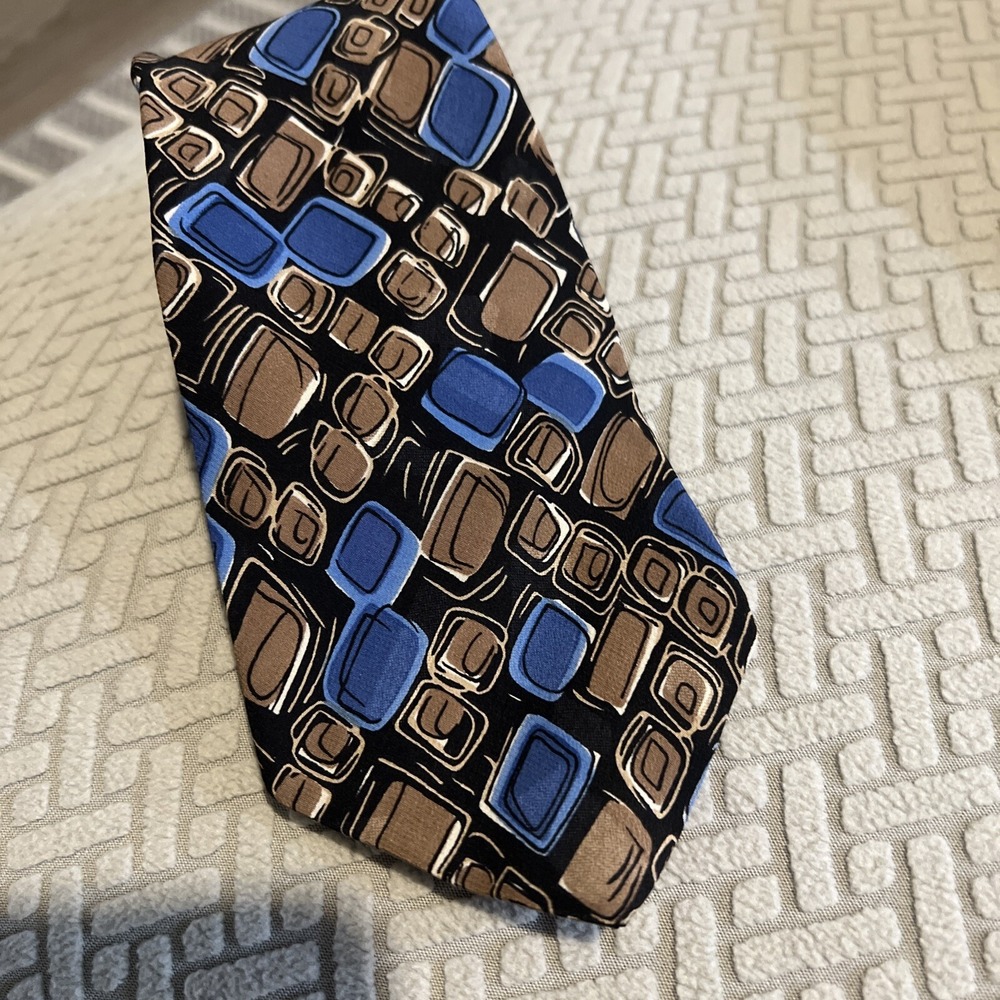 BELLA NOVA Vintage BROWN/BLUE 100% Italian Silk  57.5"L X 3.5"W Couture